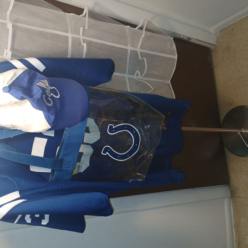 Blue and White Sports Jersey and Cap Set